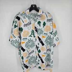 Coca-Cola Zero Sugar Oakland Athletics MLB Shirt Mens XL Button Up